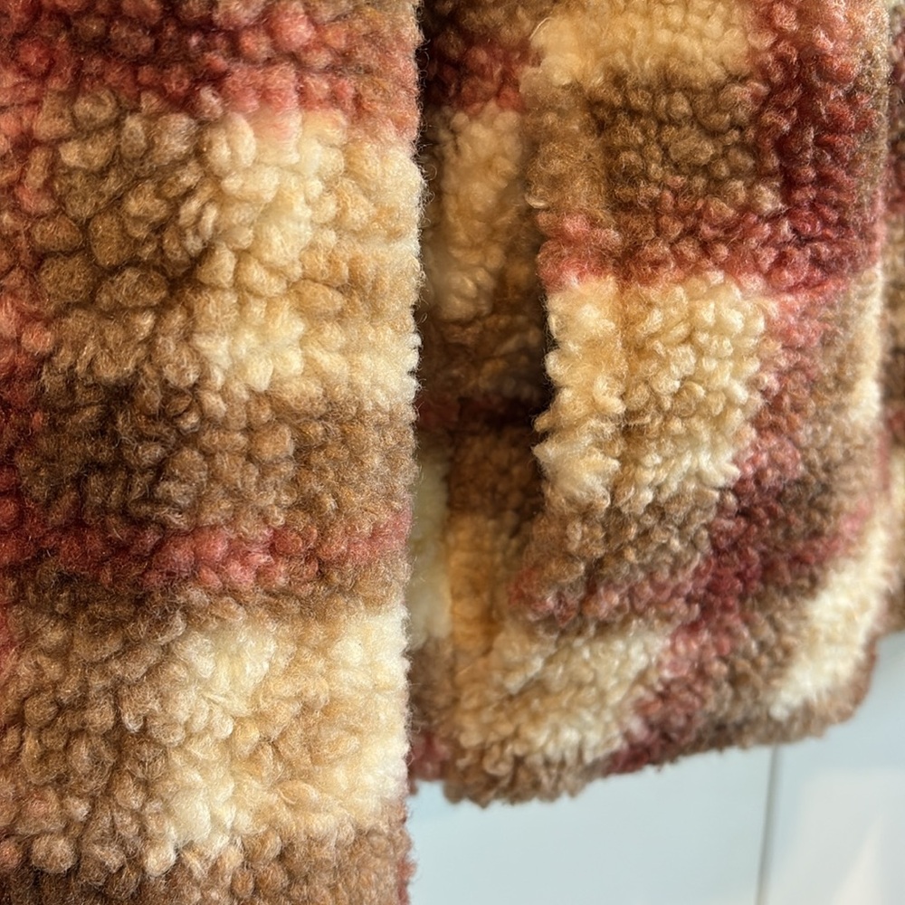 Avec Les Filles Plaid Faux Shearling Trucker Jacket XS Teddy Sherpa Oversized - Picture 5 of 12